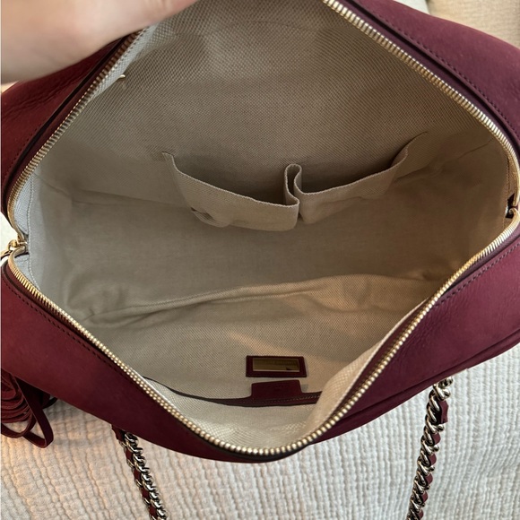 Gucci Soho Chain Zipped Bag Nubuck Burgundy - Picture 8 of 16